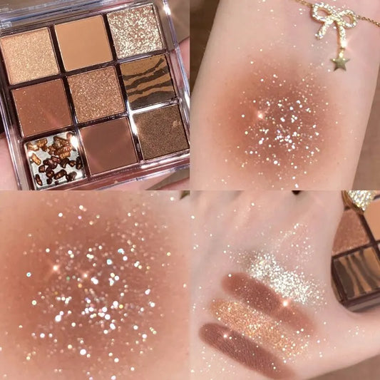 DIKALU Spring And Summer New Eyeshadow Palette Oh Rosy Nine Palace Grid Auto Focus Low Saturation Smoke Powder Rose Plate