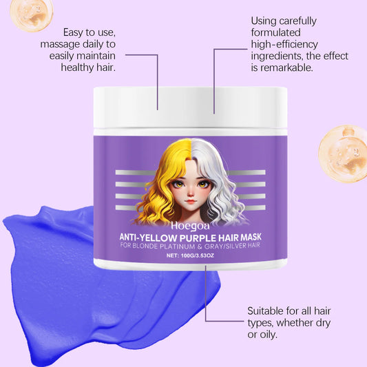 Purple Hair Mask Cover Gray Hair Fade Yellow After Bleach Color Correction Anti Brass Tone Deep Nourish Blonde Silver Hair Cream