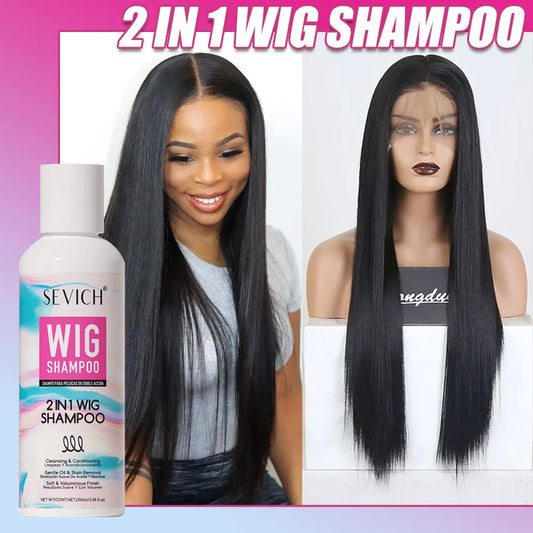 2-IN-1 Professional Wig Shampoo Conditioner Deep Cleansing Moisturizes Wig Care Shampoo Anti-Frizz Softening Hair Care Products