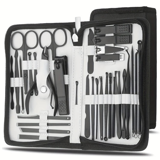 32pcs Manicure Tool Set, Cuticle Nippers And Cutter Kit, Professional Nail Clippers Pedicure Kit, Nail Art Tools