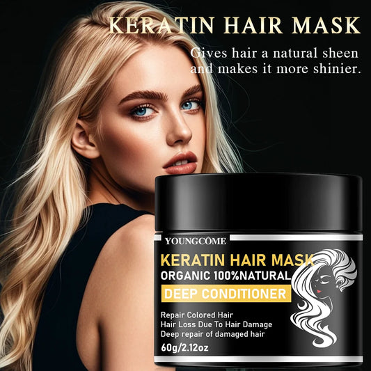 Keratin Hair Mask Treatment Damage Dry Bifurcate Frizzy Soft Smooth Shiny Professional Hair Straighten Conditioner Scalp Care