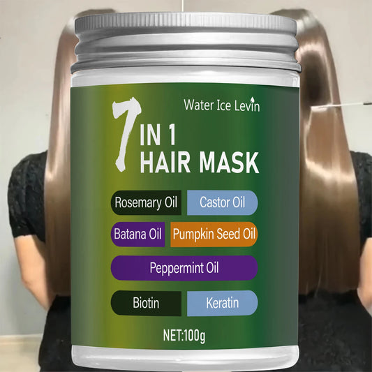 7-in-1 Hair Mask with Biotin & Keratin - Plant Oils Complex for Hydration & Shine - Frizz Control & Scalp Care