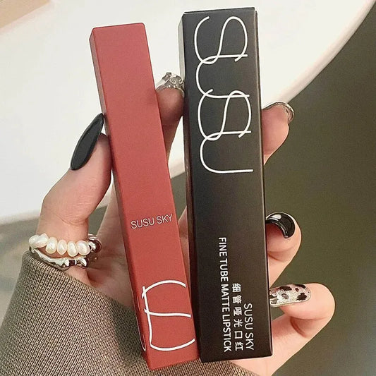 TX010 Thin Tube Matte Lipstick Waterproof Sweatproof Long-Lasting Makeup Resistant Dual Use on Lips And Cheeks