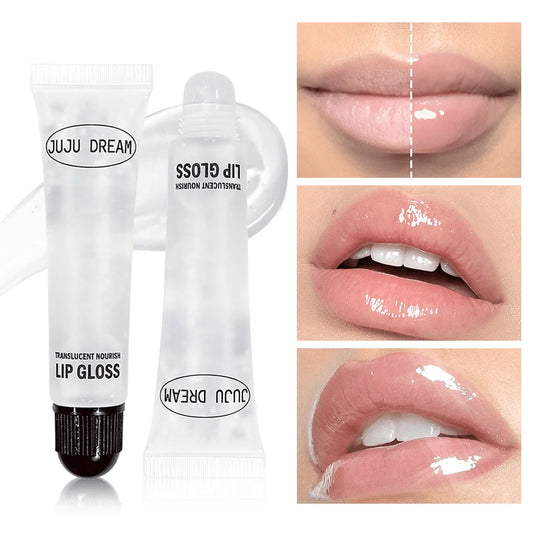 JUJU DREAM Translucent Nourishing Lip Gloss Hydrating Clear Lip Oil Repairing Glossy Lip Care