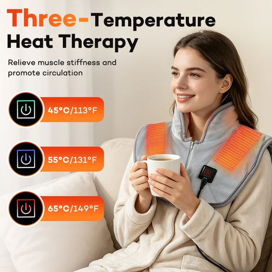 Electric Heating Shoulder Neck Pad USB Heated Back Wrap 3 Heat Level Soft Hot Compress Back Shawl Neck Shoulder Fast Heated Pad