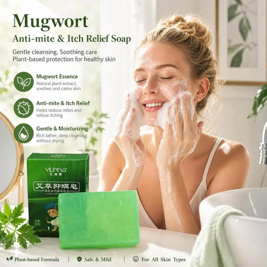 Herbal Wormwood Cleansing Soap Bar Natural Plant Extract Body Wash For Oily Skin Deep Cleaning Refreshing Sweat Removal