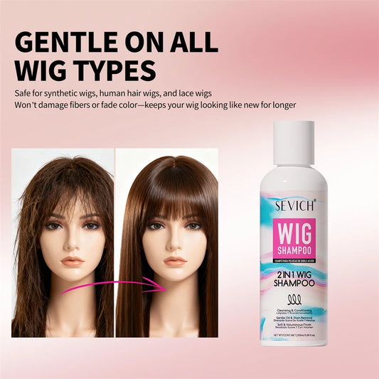 2-IN-1 Professional Wig Shampoo Conditioner Deep Cleansing Moisturizes Wig Care Shampoo Anti-Frizz Softening Hair Care Products