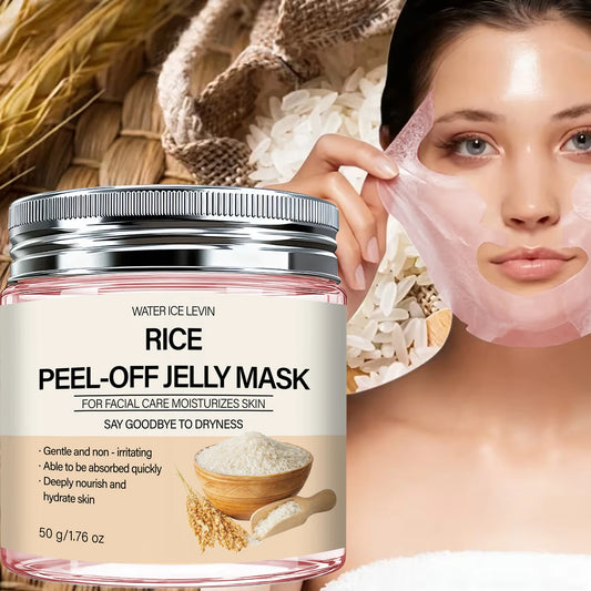 Rice Peel-Off Jelly Mask | Hydrating & Firming Facial Care with Collagen & Hyaluronic Acid | Nourishes Dry Skin