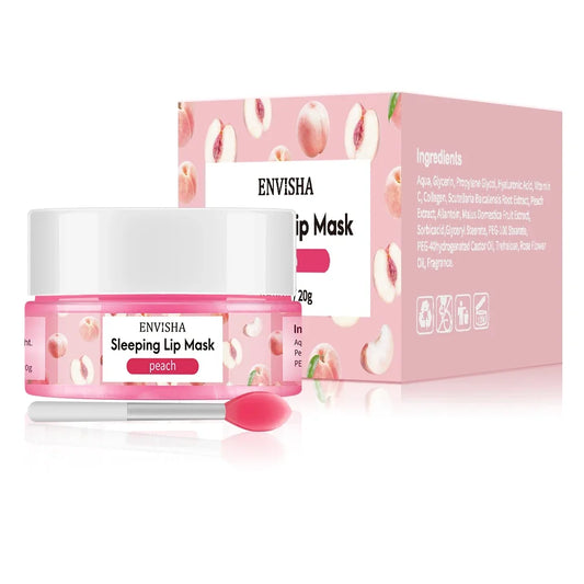 ENVISHA Peach Lip Sleep Mask Night Sleeping Maintenance Moisturizing Fade Lines Nourishing Balm Skin Care Beauty Health 20g