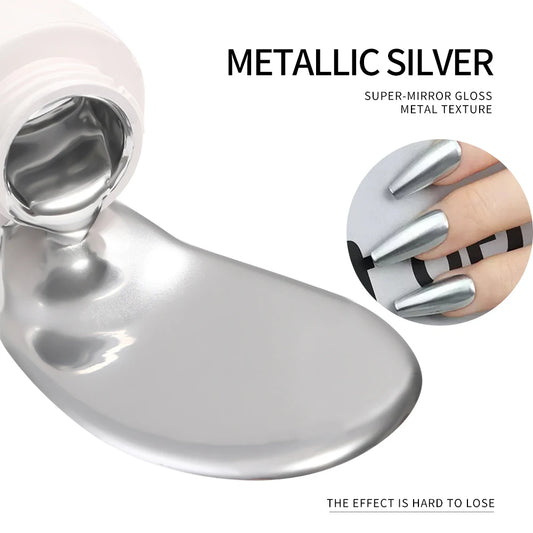 1PC Metallic Silver Gold Rose Gold Mirror Nail Polish 3D Chrome Painting Gel Bright Drawing French Lines UV Manicure Art Varnish