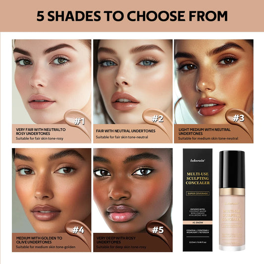 Long-lasting Coverage Concealer Matte Foundation Multi-Use Cream Oil Free Highlight and Retouch Face Makeup Products for Women