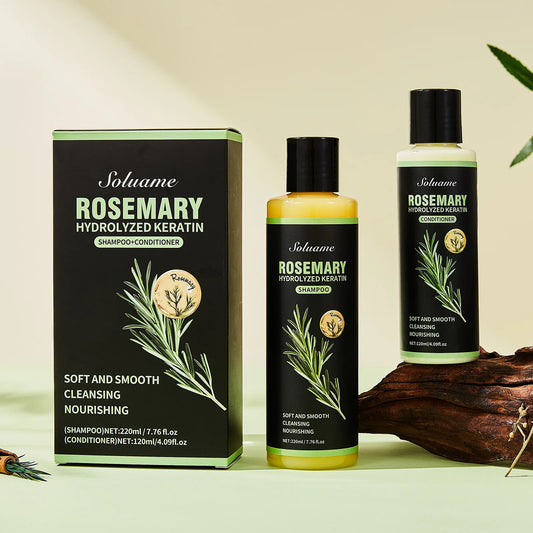 Rosemary Hydrolyzed Keratin Shampoo and Conditioner Set for Damaged Hair, Nourishing Hair Care for Soft, Smooth, Strong Hair