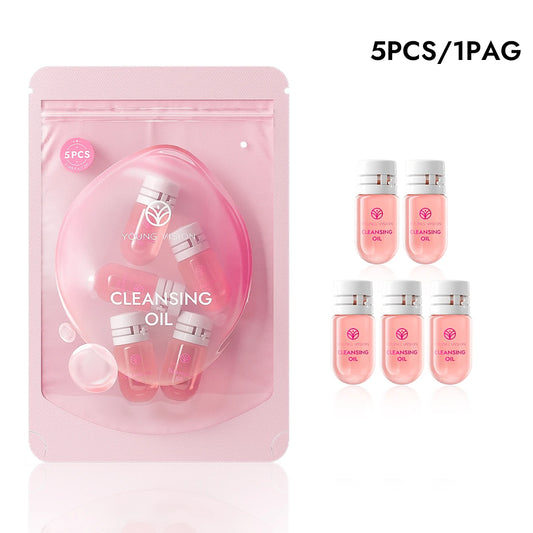 YOUNG VISION 5pcs/10pcs Cleansing oil Rose Flower Makeup Remover Oil Mild Non-irritating Pore Cleansing Makeup Remover Set
