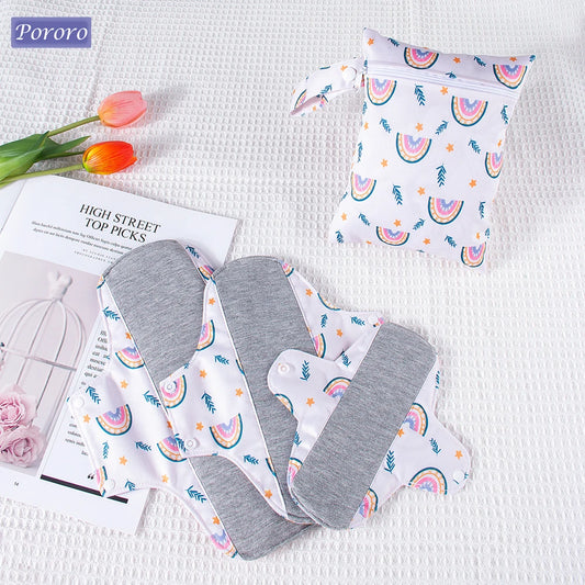 4pcs/Pack Washable Panty Liners Incontinence Urinary Leakage Pads Reusable Menstrual Pads Including 1pc Mini Wet Bag