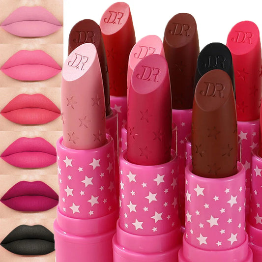 9 Colors Velvet Matte Lipsticks Pencil Waterproof Long Lasting Sexy Nude Pink Lip Stick Non-Stick Cup Makeup Lip Tint Cosmetics