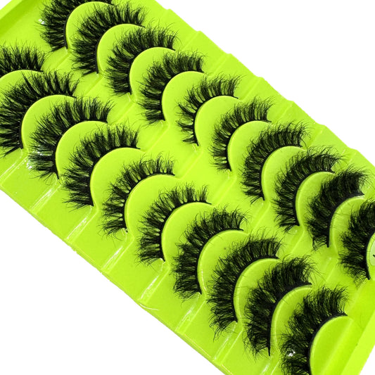 HBZGTLAD 10Pairs Mix Cat Eye Lashes Fluffy Faux Mink Lashes 8D Wispy Lashes Pack Dramatic Long Thick Volume Make-up False Eyelas