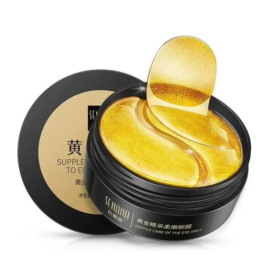 60pcs Golden Moisturizing Eye Mask Relieve Eye Dark Circle Fatigue Nourish Under Eye Area Collagen Crystal Korean Skin Care